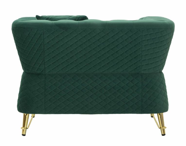 Poltrona Putumayo, Seduta imbottita, Divano singolo da salotto, Sedia con braccioli, 104x83 h76 cm, Verde e Oro