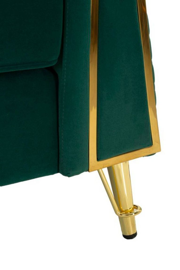 Poltrona Putumayo, Seduta imbottita, Divano singolo da salotto, Sedia con braccioli, 104x83 h76 cm, Verde e Oro