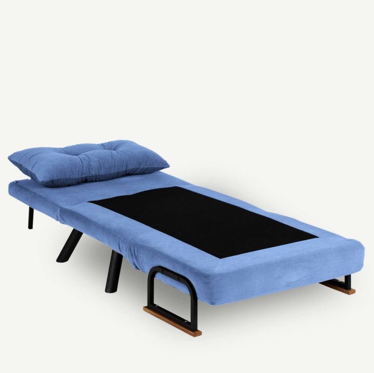 Poltrona Quaoar, Seduta imbottita, Divano singolo da salotto, Sedia con braccioli, 60x50 h41 cm, Blu