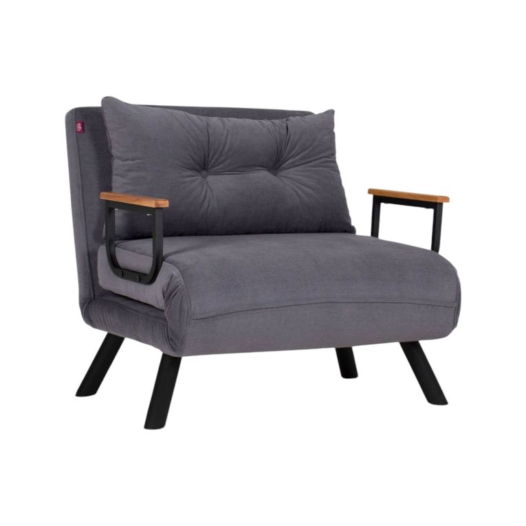 Poltrona Quaoar, Seduta imbottita, Divano singolo da salotto, Sedia con braccioli, 60x50 h41 cm, Grigio