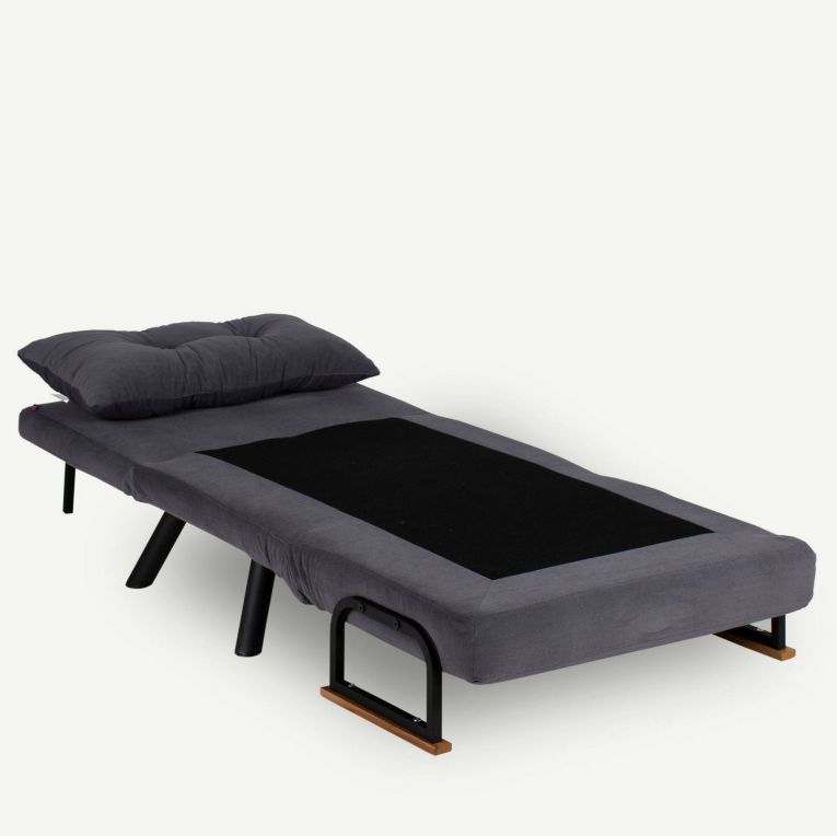 Poltrona Quaoar, Seduta imbottita, Divano singolo da salotto, Sedia con braccioli, 60x50 h41 cm, Grigio