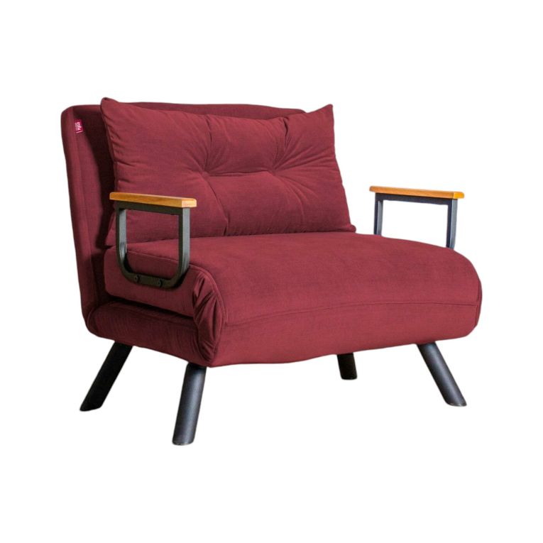 Poltrona Quaoar, Seduta imbottita, Divano singolo da salotto, Sedia con braccioli, 60x50 h41 cm, Rosso