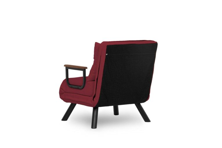 Poltrona Quaoar, Seduta imbottita, Divano singolo da salotto, Sedia con braccioli, 60x50 h41 cm, Rosso