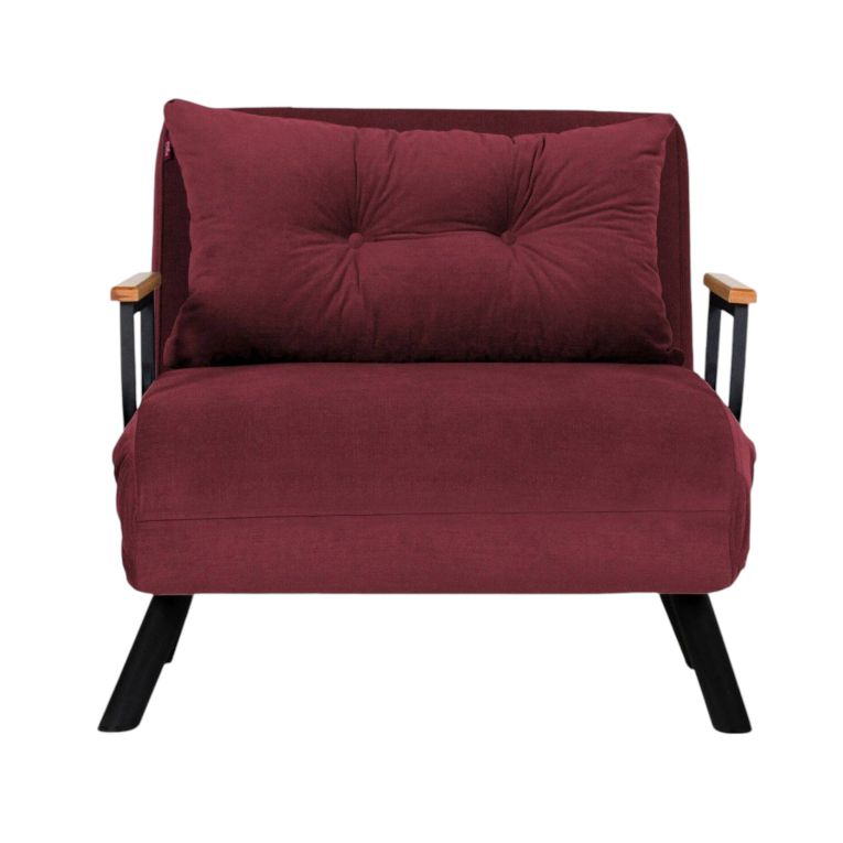 Poltrona Quaoar, Seduta imbottita, Divano singolo da salotto, Sedia con braccioli, 60x50 h41 cm, Rosso