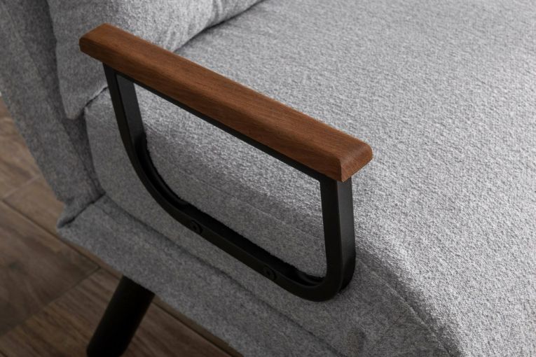Poltrona Quaoar, Seduta imbottita, Divano singolo da salotto, Sedia con braccioli, 60x50 h85 cm, Grigio