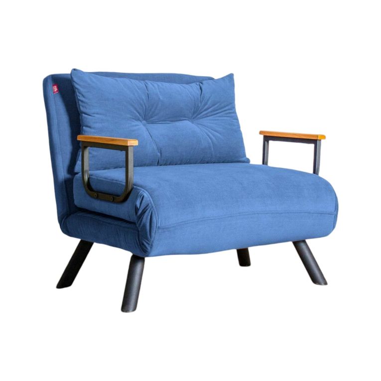 Poltrona reclinabile in tessuto con braccioli blu - Keoni