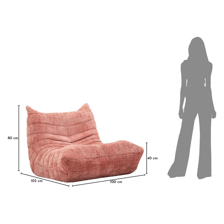 Poltrona Rosa Rivestimento in Tessuto Bouclè Materiale Struttura in Tessuto 27x27x108h cm, Altezza Seduta 45 cm - Battam