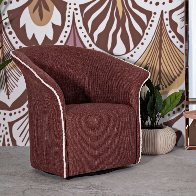Poltrona Rosso Bianco Base Girevole Braccioli 84x66x80h cm, Materiale Struttura in Metallo - Toamas