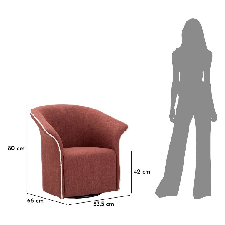 Poltrona Rosso Bianco Base Girevole Braccioli 84x66x80h cm, Materiale Struttura in Metallo - Toamas