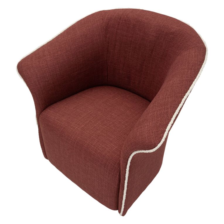 Poltrona Rosso Bianco Base Girevole Braccioli 84x66x80h cm, Materiale Struttura in Metallo - Toamas