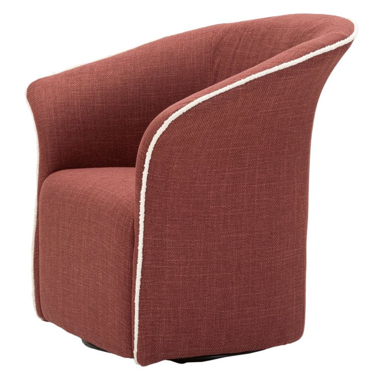 Poltrona Rosso Bianco Base Girevole Braccioli 84x66x80h cm, Materiale Struttura in Metallo - Toamas
