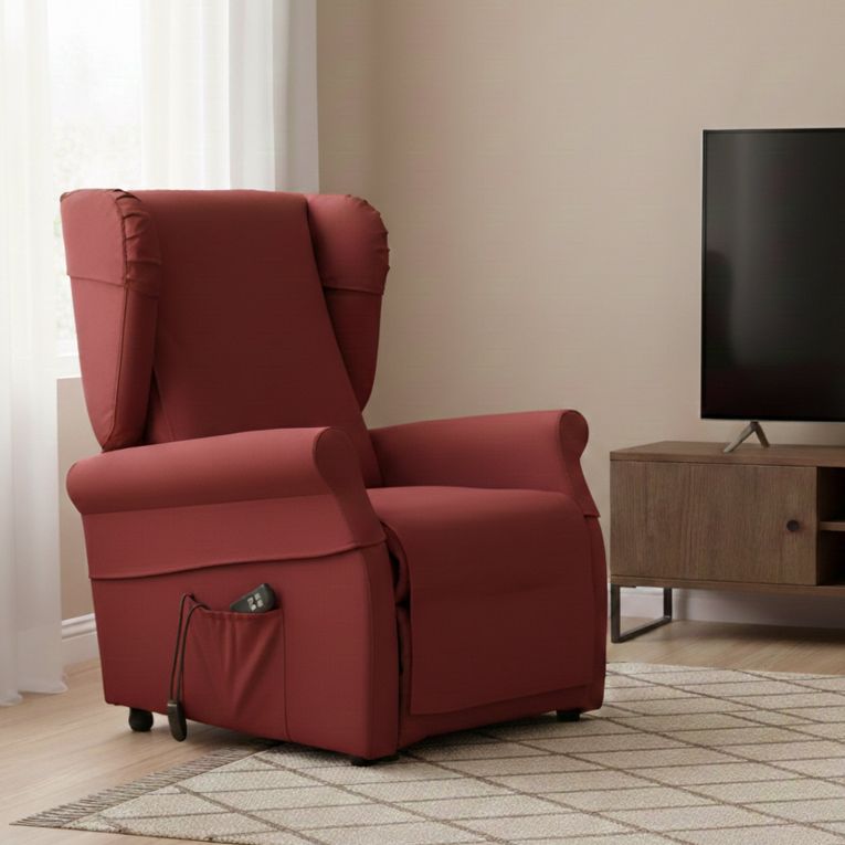 Poltrona Rosso Bordeaux Sfoderabile Reclinabile 75x84x107h cm, Braccioli Made in Italy - Treia