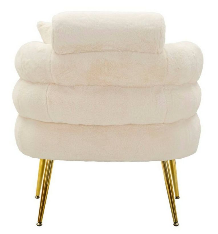 Poltrona shabby in tessuto con braccioli bianca e oro - Castagna