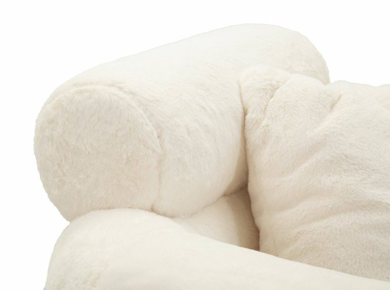 Poltrona shabby in tessuto con braccioli bianca e oro - Castagna