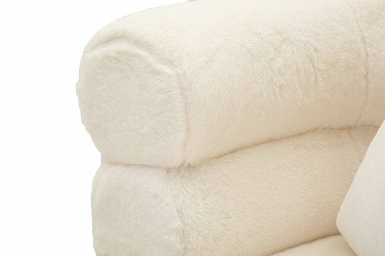 Poltrona shabby in tessuto con braccioli bianca e oro - Castagna