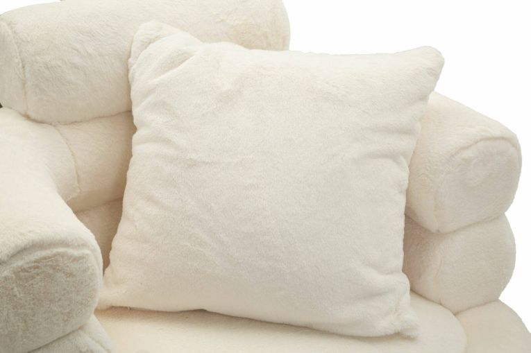 Poltrona shabby in tessuto con braccioli bianca e oro - Castagna