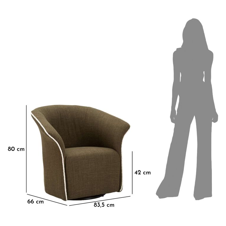 Poltrona Verde Bianco Base Girevole Braccioli 84x66x80h cm, Materiale Struttura in Metallo - Toamas