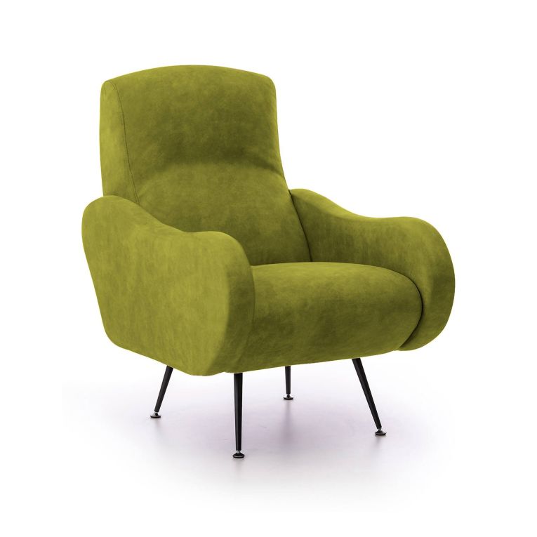 Poltrona Verde Braccioli Peso Supportato 90 kg 70x100x98h cm, Materiale Struttura in Legno Made in Italy - Lasnigo