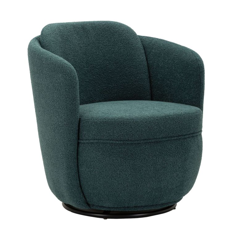 Poltrona Verde Ottanio Nero Base Girevole Braccioli 70x72x75h cm, Materiale Struttura in Legno Nobilitato - Morond