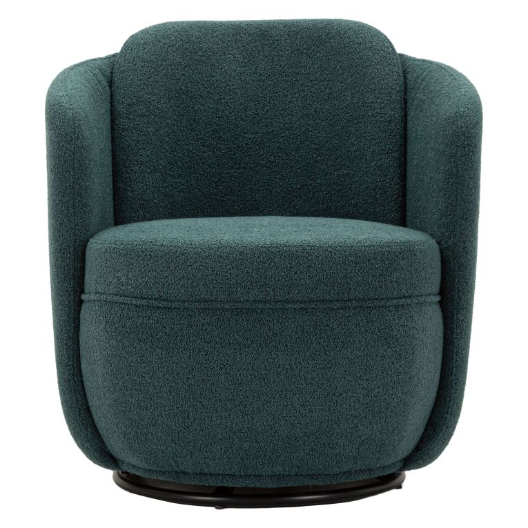 Poltrona Verde Ottanio Nero Base Girevole Braccioli 70x72x75h cm, Materiale Struttura in Legno Nobilitato - Morond