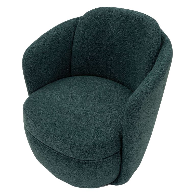 Poltrona Verde Ottanio Nero Base Girevole Braccioli 70x72x75h cm, Materiale Struttura in Legno Nobilitato - Morond