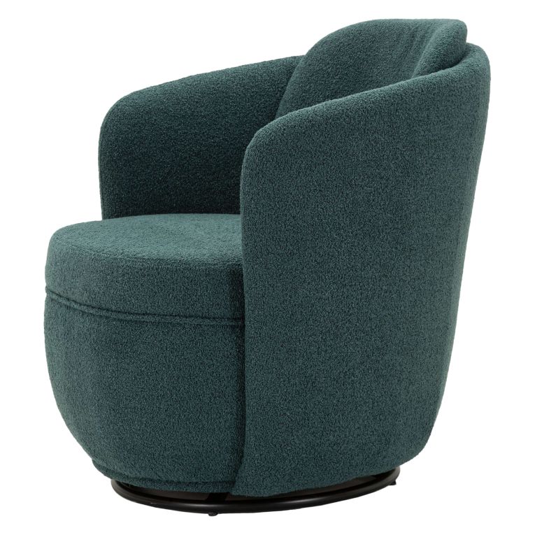 Poltrona Verde Ottanio Nero Base Girevole Braccioli 70x72x75h cm, Materiale Struttura in Legno Nobilitato - Morond