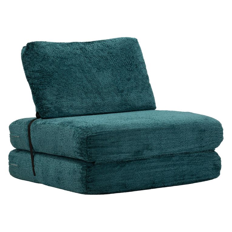 Poltrona Verde Petrolio Trasformabile in Letto, Rivestimento in Tessuto Bouclè Reclinabile 31x31x97h cm, Materiale Struttura in Tessuto - Abyane