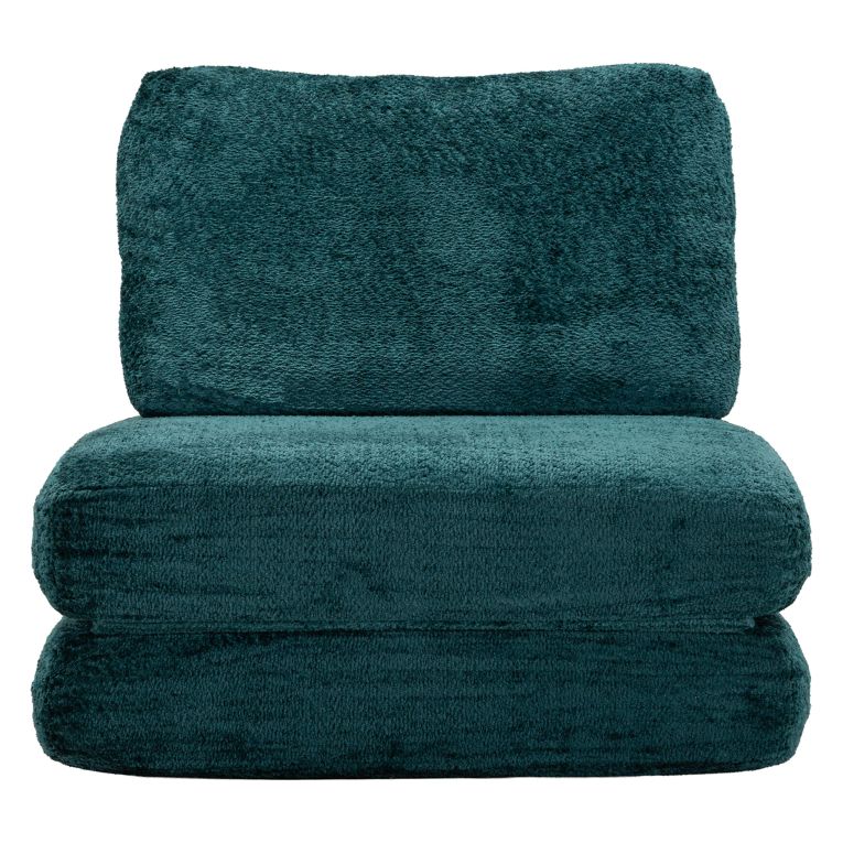 Poltrona Verde Petrolio Trasformabile in Letto, Rivestimento in Tessuto Bouclè Reclinabile 31x31x97h cm, Materiale Struttura in Tessuto - Abyane