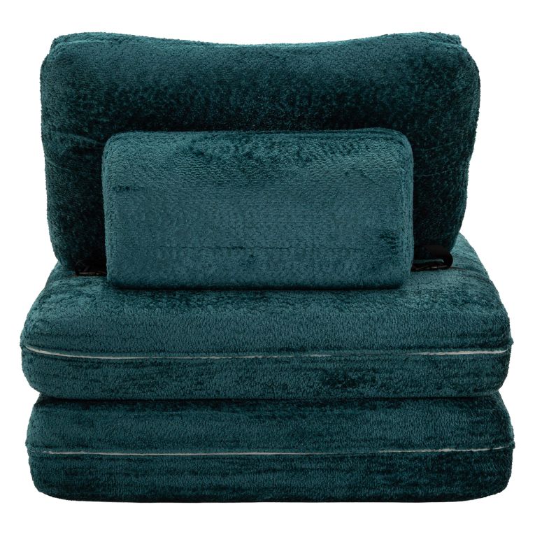 Poltrona Verde Petrolio Trasformabile in Letto, Rivestimento in Tessuto Bouclè Reclinabile 31x31x97h cm, Materiale Struttura in Tessuto - Abyane