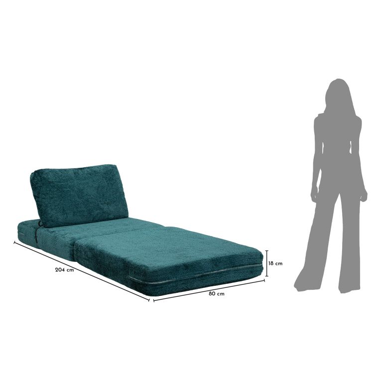 Poltrona Verde Petrolio Trasformabile in Letto, Rivestimento in Tessuto Bouclè Reclinabile 31x31x97h cm, Materiale Struttura in Tessuto - Abyane