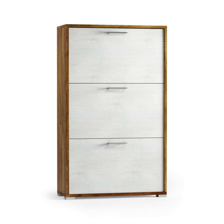 Porta scarpe 3 ante bianca e rovere 67x112h cm - Axinite