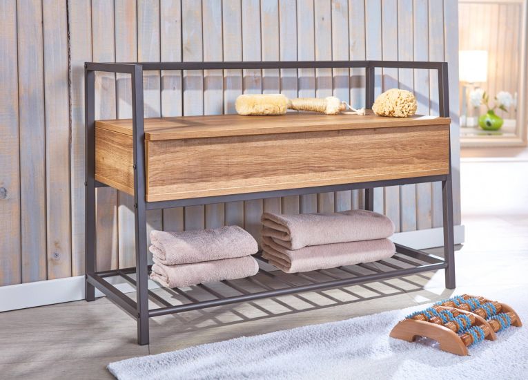 Porta scarpe bassa quercia 90x39h cm in metallo e legno - Euskirchen