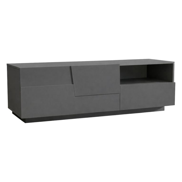 Porta TV antracite 150x44x46h cm 2 ante e 1 cassetto - Cecia