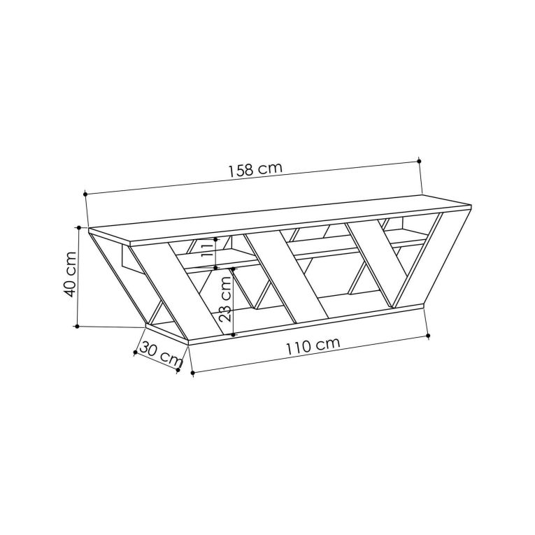 Porta TV antracite 158x30x40h cm in legno - Arcobaleno