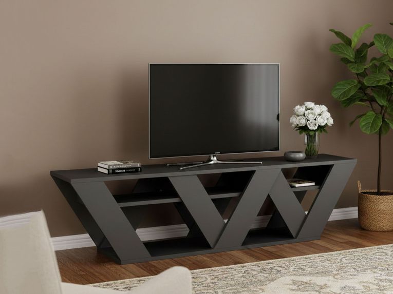 Porta TV antracite 158x30x40h cm in legno - Arcobaleno