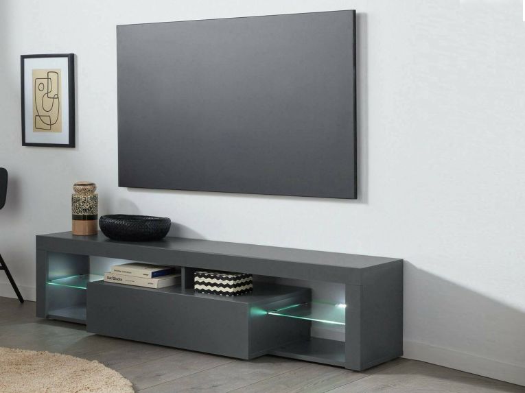 Porta TV antracite 160x40x35h cm in legno - Ivy