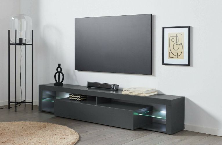 Porta TV antracite 200x40x35h cm in legno - Meti