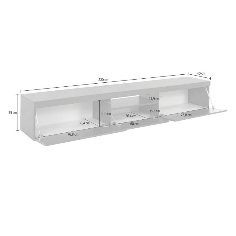 Porta TV antracite 220x40x35h cm 3 ante - Annett