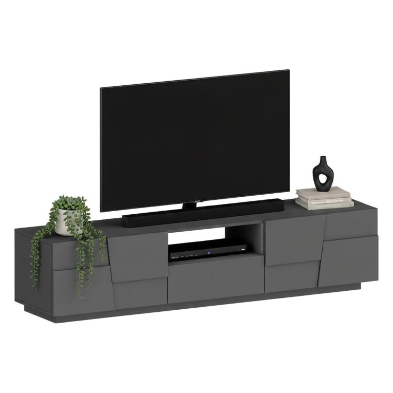 Porta TV antracite 220x44x46h cm 4 ante e 1 cassetto - Maestrale