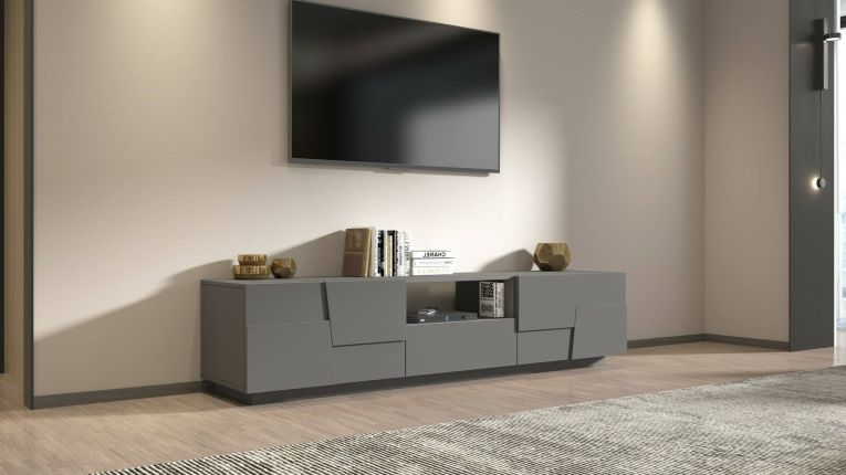 Porta TV antracite 220x44x46h cm 4 ante e 1 cassetto - Maestrale