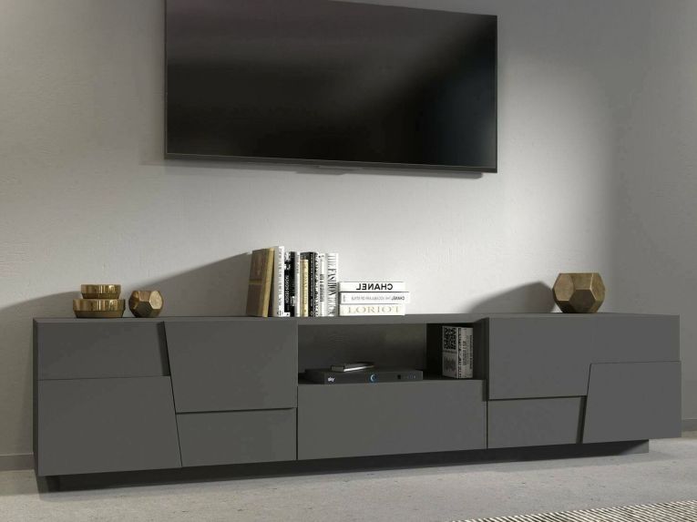 Porta TV antracite 220x44x46h cm 4 ante e 1 cassetto - Maestrale