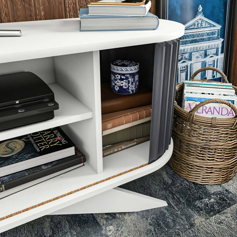 Porta TV antracite e bianco 180x43x60h cm 2 ante - Bailu