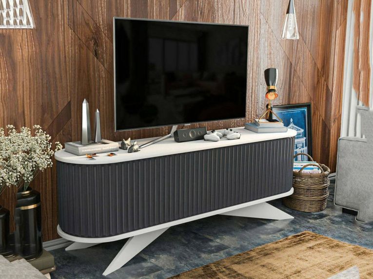 Porta TV antracite e bianco 180x43x60h cm 2 ante - Bailu