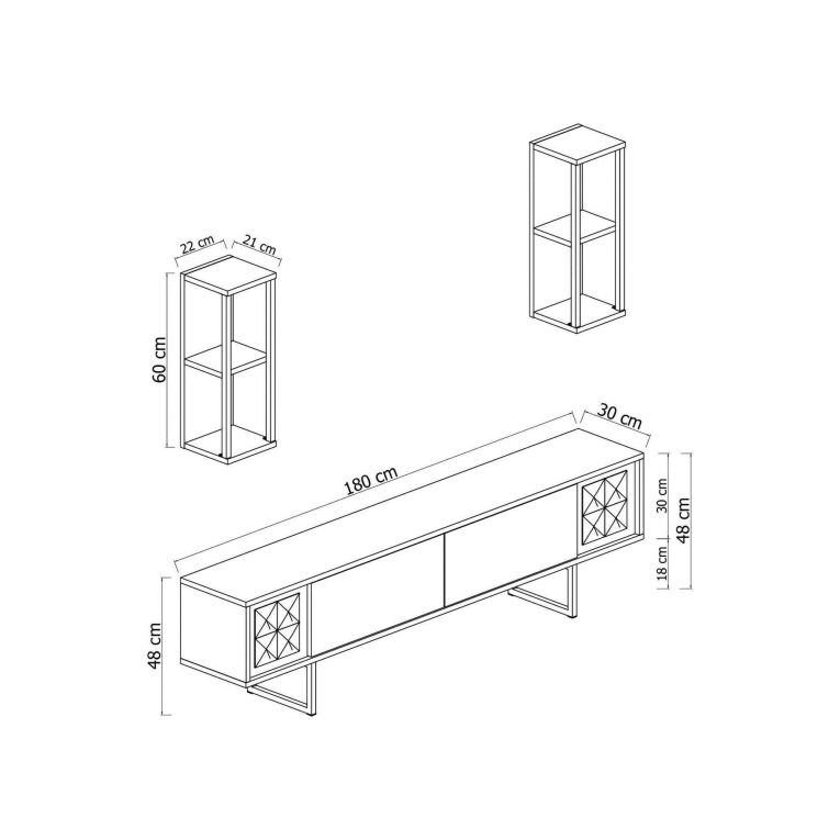 Porta TV antracite e oro 180x30x48h cm modulabile - Artinay