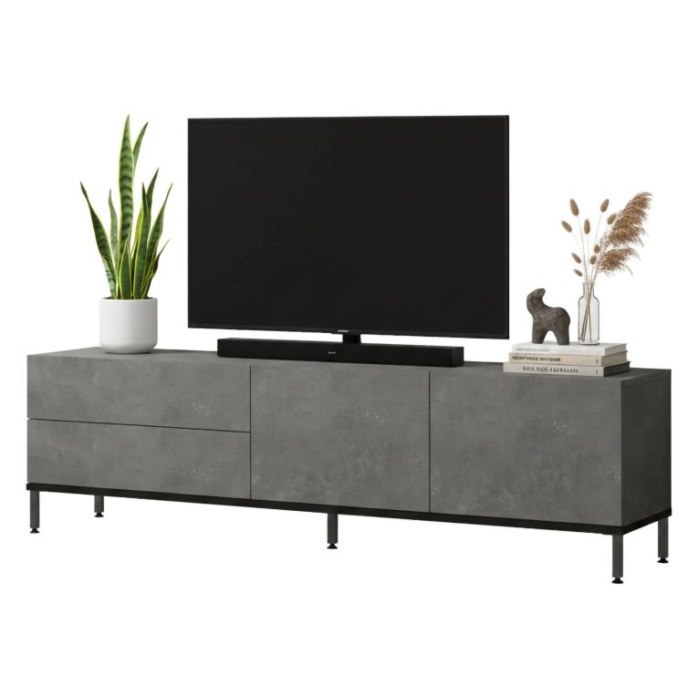 Porta TV argento e nero 170x35x46h cm 4 ante - Basyang