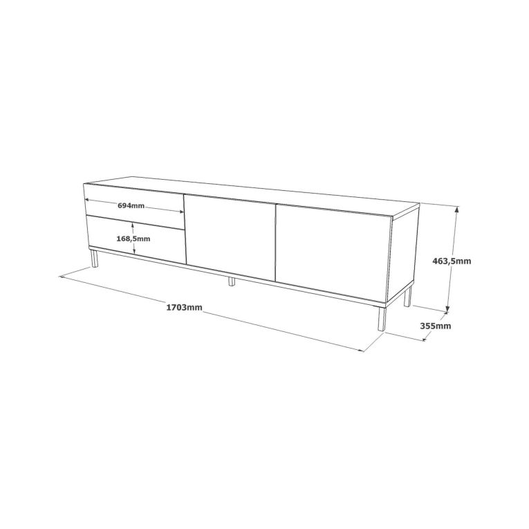 Porta TV argento e nero 170x35x46h cm 4 ante - Basyang
