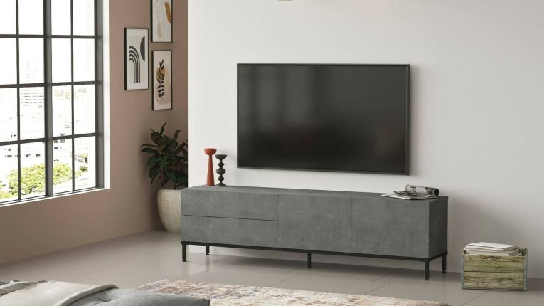 Porta TV argento e nero 170x35x46h cm 4 ante - Basyang