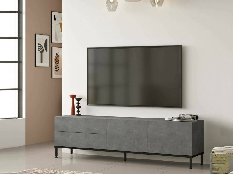 Porta TV argento e nero 170x35x46h cm 4 ante - Basyang