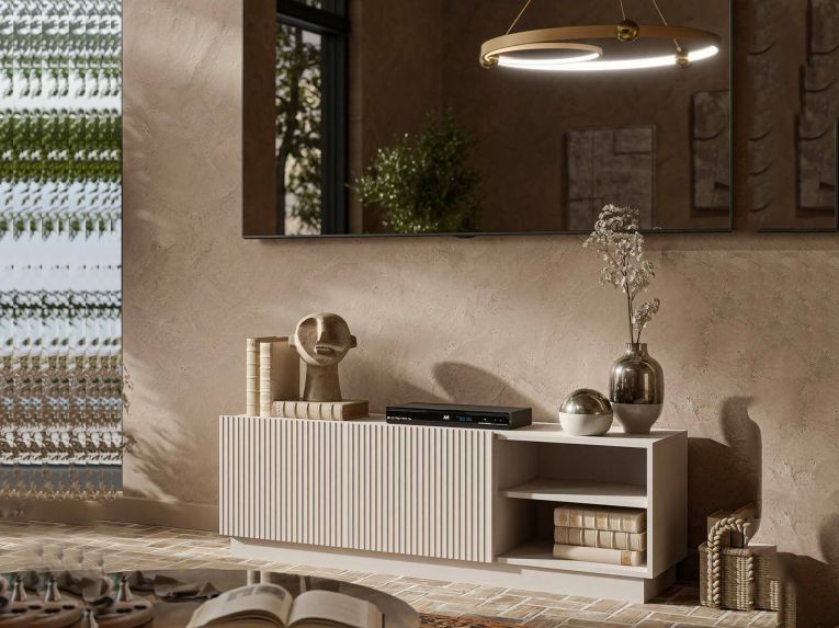 Porta TV beige 150x40x48h cm 2 ante - Finita