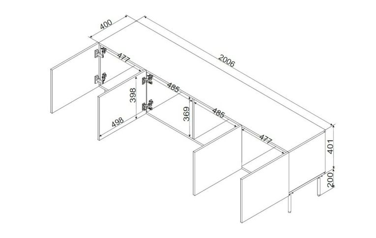 Porta TV beige 150x42x60h cm 3 ante - Frassino